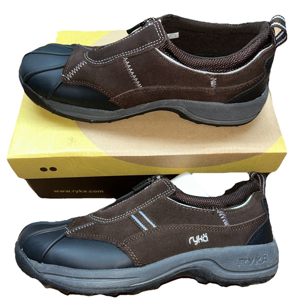 Ryka Women's Zip Front Brown Rain Duck Slip On‎ Shoe Size 8W